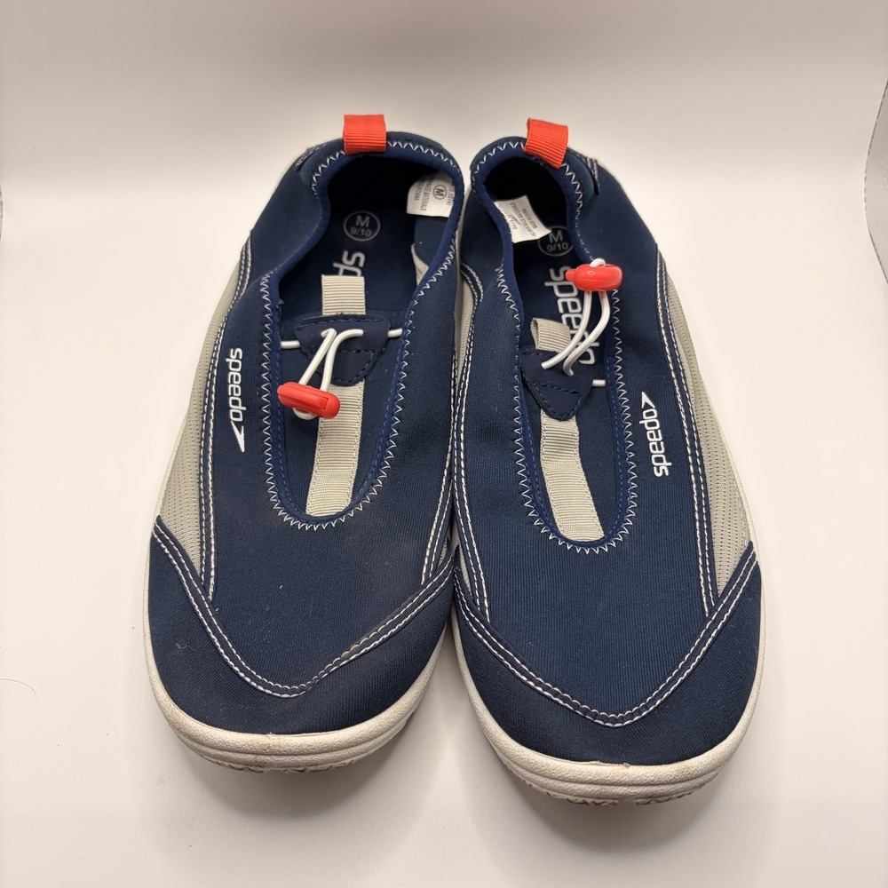 Speedo Mens Water Shoes Size M 9-10 Navy Gray Red Bungee Aqua Swim 0419.10747